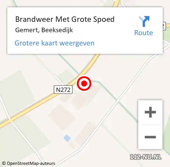 Locatie op kaart van de 112 melding: Brandweer Met Grote Spoed Naar Gemert, Beeksedijk op 23 april 2025 08:37