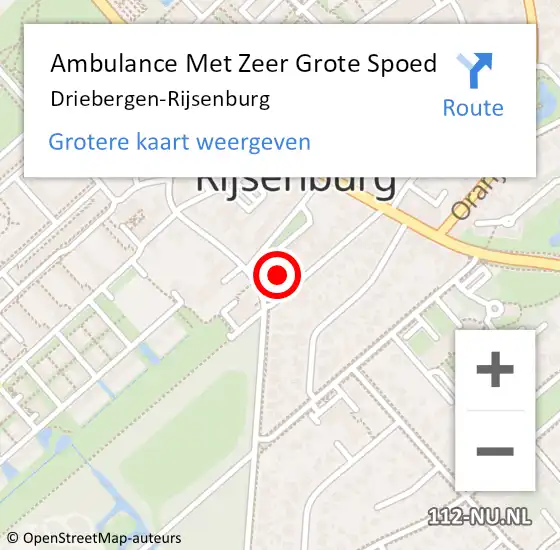 Locatie op kaart van de 112 melding: Ambulance Met Zeer Grote Spoed Naar Driebergen-Rijsenburg op 23 april 2025 12:56