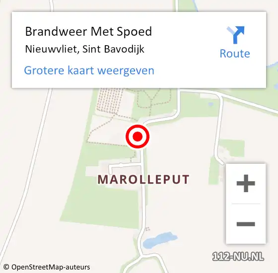 Locatie op kaart van de 112 melding: Brandweer Met Spoed Naar Nieuwvliet, Sint Bavodijk op 14 november 2014 11:32