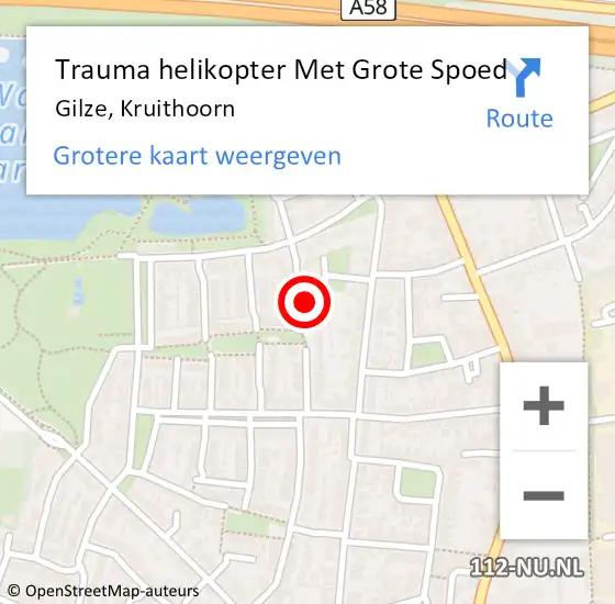 Locatie op kaart van de 112 melding: Trauma helikopter Met Grote Spoed Naar Gilze, Kruithoorn op 23 april 2025 15:15