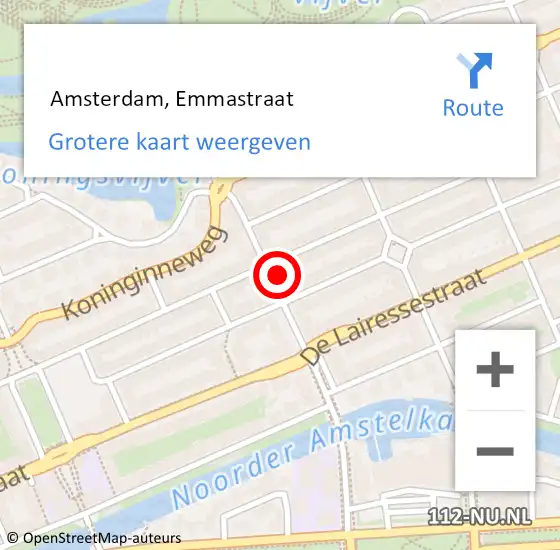 Locatie op kaart van de 112 melding:  Amsterdam, Emmastraat op 23 april 2025 22:19