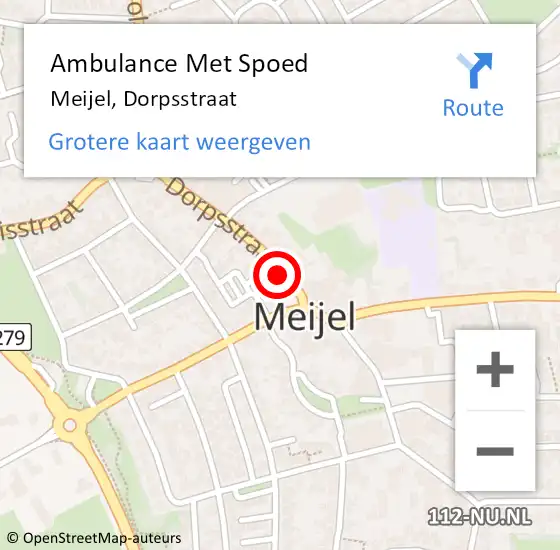 Locatie op kaart van de 112 melding: Ambulance Met Spoed Naar Meijel, Dorpsstraat op 14 november 2014 12:27