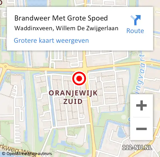 Locatie op kaart van de 112 melding: Brandweer Met Grote Spoed Naar Waddinxveen, Willem De Zwijgerlaan op 14 november 2014 12:31