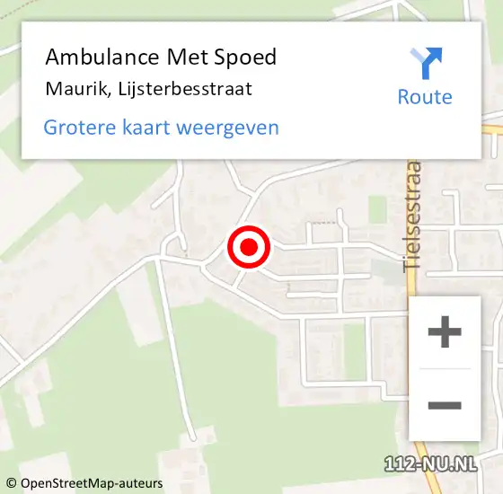 Locatie op kaart van de 112 melding: Ambulance Met Spoed Naar Maurik, Lijsterbesstraat op 14 november 2014 12:35