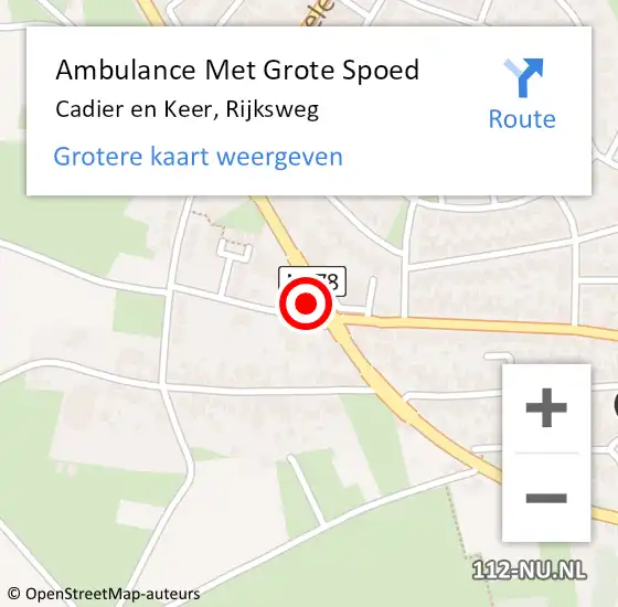 Locatie op kaart van de 112 melding: Ambulance Met Grote Spoed Naar Cadier en Keer, Rijksweg op 14 november 2014 13:00