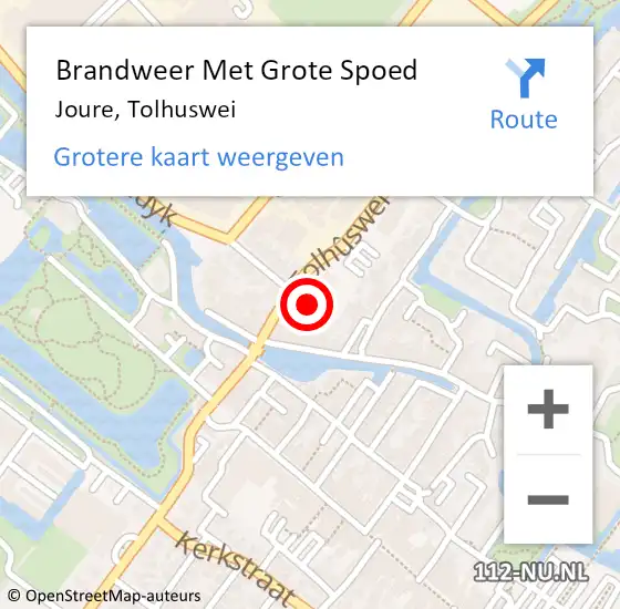 Locatie op kaart van de 112 melding: Brandweer Met Grote Spoed Naar Joure, Tolhuswei op 14 november 2014 13:10