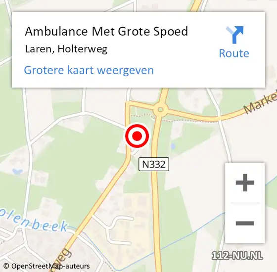 Locatie op kaart van de 112 melding: Ambulance Met Grote Spoed Naar Laren, Holterweg op 24 april 2025 17:02