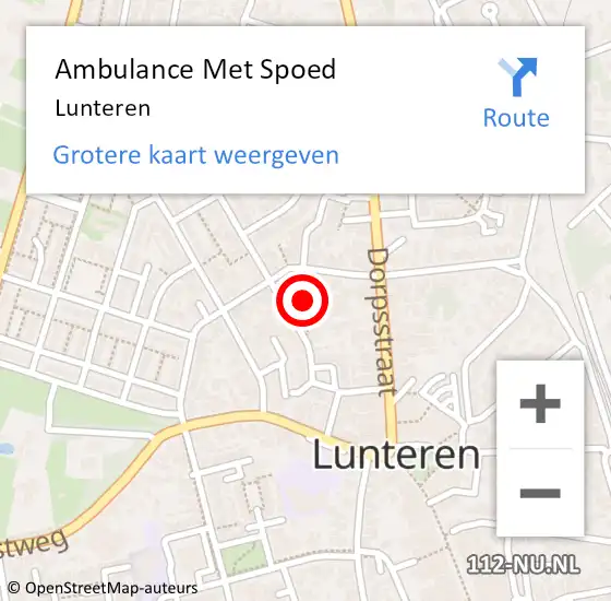 Locatie op kaart van de 112 melding: Ambulance Met Spoed Naar Lunteren op 24 april 2025 18:13