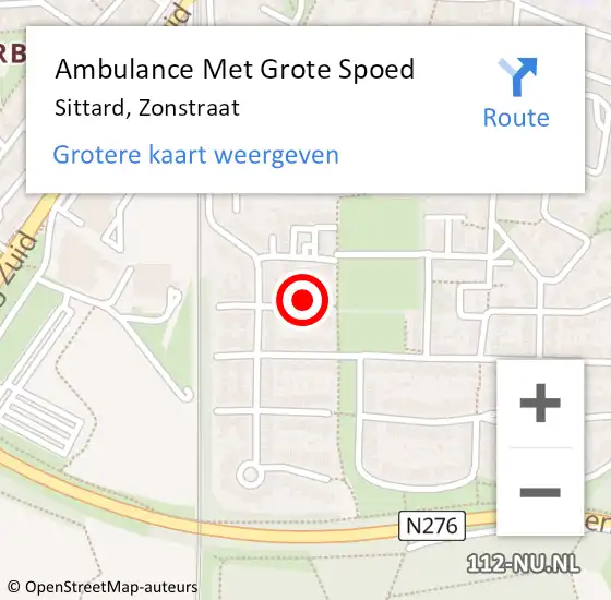 Locatie op kaart van de 112 melding: Ambulance Met Grote Spoed Naar Sittard, Zonstraat op 14 november 2014 13:54