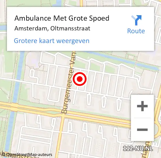 Locatie op kaart van de 112 melding: Ambulance Met Grote Spoed Naar Amsterdam, Oltmansstraat op 24 april 2025 22:37