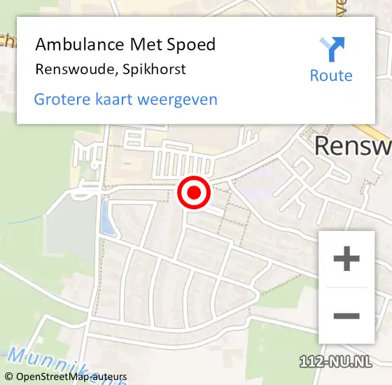 Locatie op kaart van de 112 melding: Ambulance Met Spoed Naar Renswoude, Spikhorst op 14 november 2014 14:06