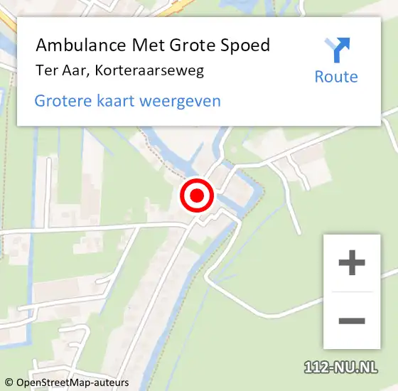 Locatie op kaart van de 112 melding: Ambulance Met Grote Spoed Naar Ter Aar, Korteraarseweg op 14 november 2014 14:19