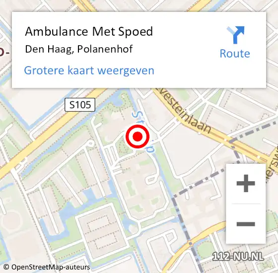 Locatie op kaart van de 112 melding: Ambulance Met Spoed Naar Den Haag, Polanenhof op 25 april 2025 15:22