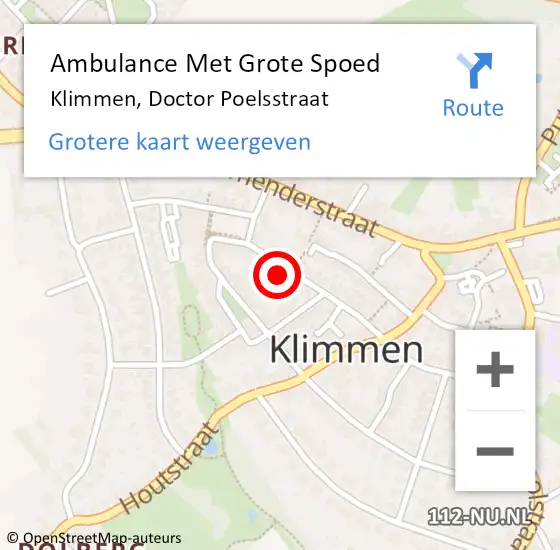 Locatie op kaart van de 112 melding: Ambulance Met Grote Spoed Naar Klimmen, Doctor Poelsstraat op 14 november 2014 15:23