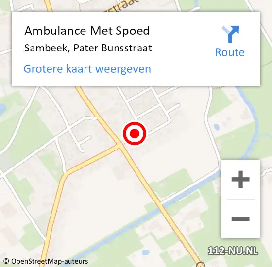 Locatie op kaart van de 112 melding: Ambulance Met Spoed Naar Sambeek, Pater Bunsstraat op 14 november 2014 15:27