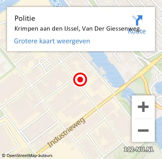 Locatie op kaart van de 112 melding: Politie Krimpen aan den IJssel, Van Der Giessenweg op 21 oktober 2013 08:21