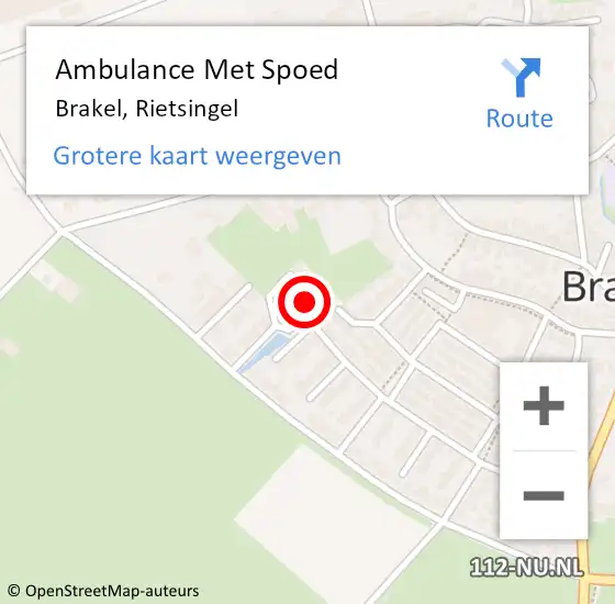 Locatie op kaart van de 112 melding: Ambulance Met Spoed Naar Brakel, Rietsingel op 14 november 2014 15:54