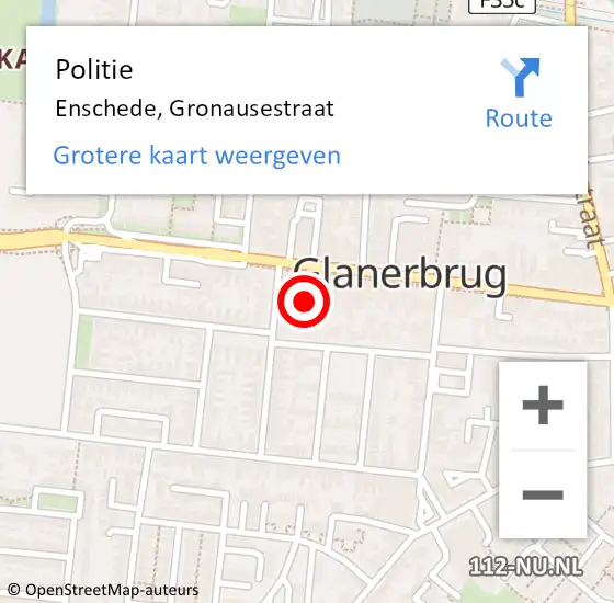 Locatie op kaart van de 112 melding: Politie Enschede, Gronausestraat op 26 april 2025 02:46