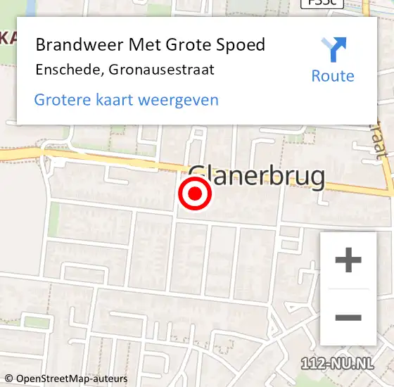 Locatie op kaart van de 112 melding: Brandweer Met Grote Spoed Naar Enschede, Gronausestraat op 26 april 2025 02:55