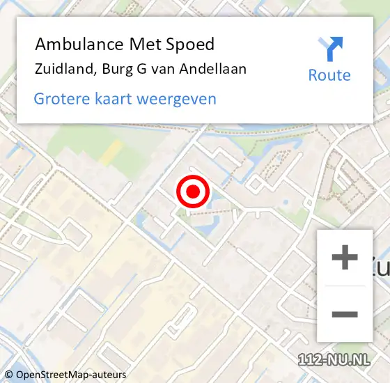 Locatie op kaart van de 112 melding: Ambulance Met Spoed Naar Zuidland, Burg G van Andellaan op 26 april 2025 03:32