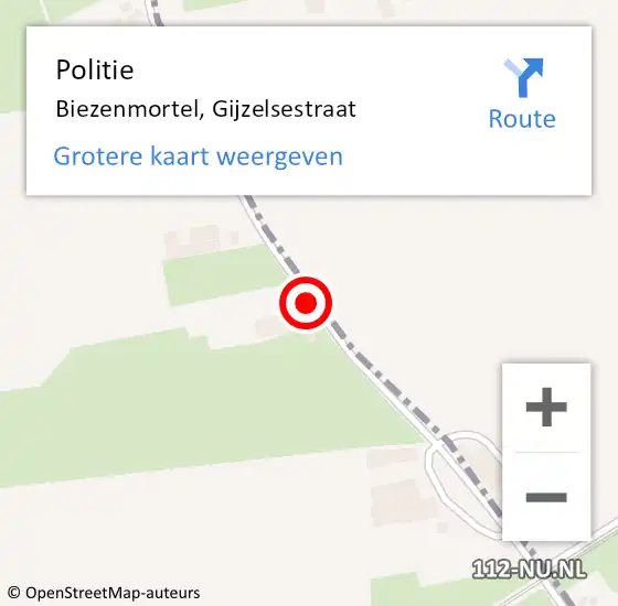 Locatie op kaart van de 112 melding: Politie Biezenmortel, Gijzelsestraat op 14 november 2014 16:10