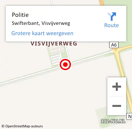 Locatie op kaart van de 112 melding: Politie Swifterbant, Visvijverweg op 14 november 2014 16:11