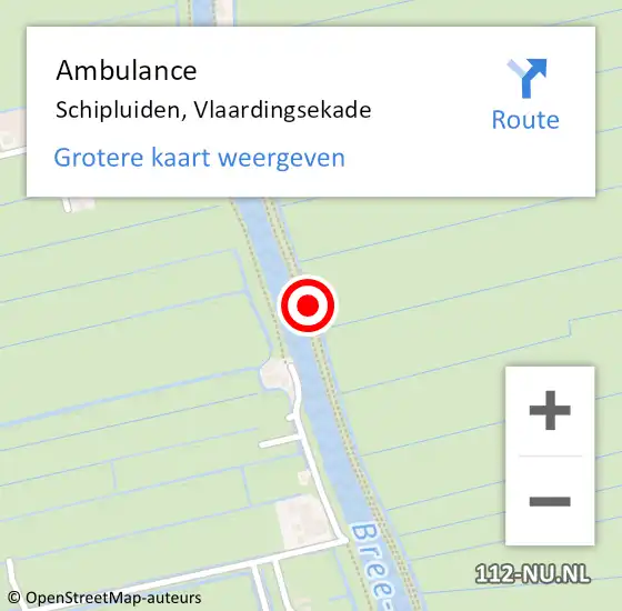 Locatie op kaart van de 112 melding: Ambulance Schipluiden, Vlaardingsekade op 14 november 2014 16:43