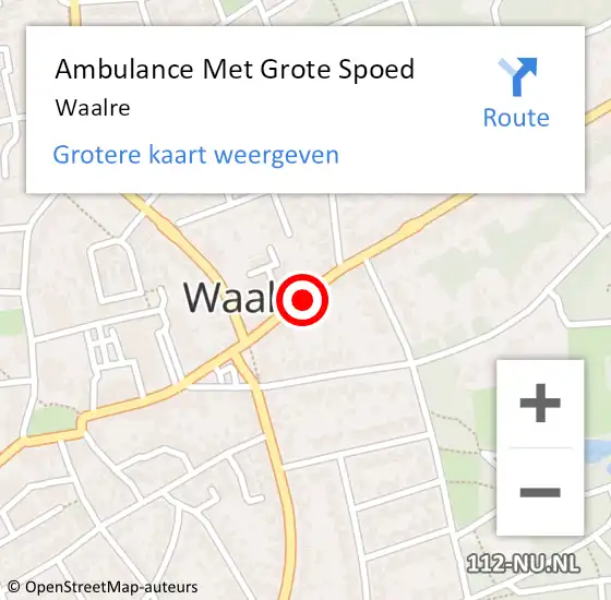 Locatie op kaart van de 112 melding: Ambulance Met Grote Spoed Naar Waalre op 26 april 2025 13:50