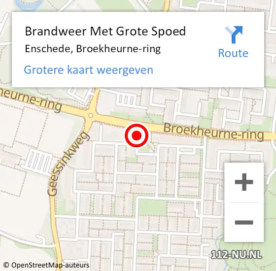 Locatie op kaart van de 112 melding: Brandweer Met Grote Spoed Naar Enschede, Broekheurne-ring op 26 april 2025 16:53