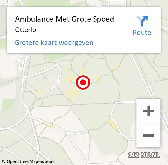 Locatie op kaart van de 112 melding: Ambulance Met Grote Spoed Naar Otterlo op 26 april 2025 17:13