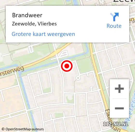 Locatie op kaart van de 112 melding: Brandweer Zeewolde, Vlierbes op 14 november 2014 17:10