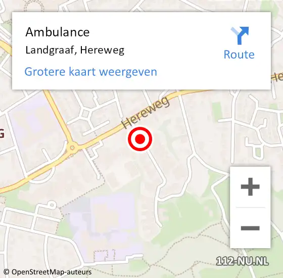 Locatie op kaart van de 112 melding: Ambulance Landgraaf, Hereweg op 14 november 2014 17:25