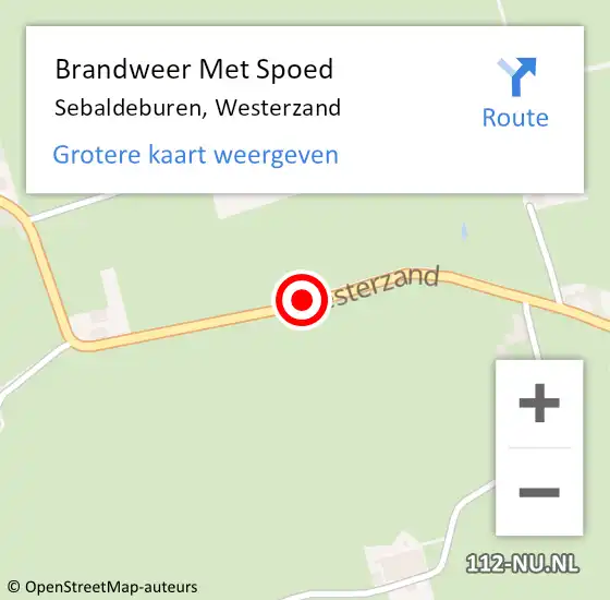 Locatie op kaart van de 112 melding: Brandweer Met Spoed Naar Sebaldeburen, Westerzand op 14 november 2014 17:25