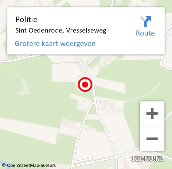 Locatie op kaart van de 112 melding: Politie Sint Oedenrode, Vresselseweg op 26 april 2025 19:22
