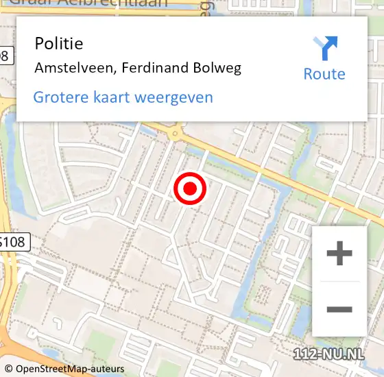 Locatie op kaart van de 112 melding: Politie Amstelveen, Ferdinand Bolweg op 14 november 2014 17:50