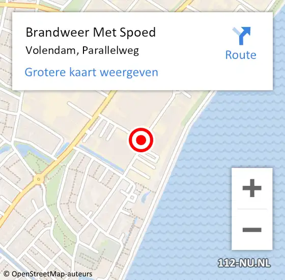 Locatie op kaart van de 112 melding: Brandweer Met Spoed Naar Volendam, Parallelweg op 14 november 2014 18:16