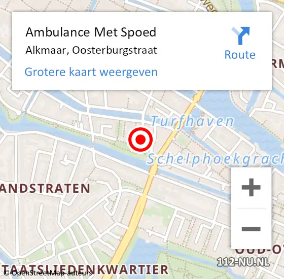 Locatie op kaart van de 112 melding: Ambulance Met Spoed Naar Alkmaar, Oosterburgstraat op 14 november 2014 18:17