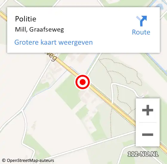 Locatie op kaart van de 112 melding: Politie Mill, Graafseweg op 14 november 2014 18:25