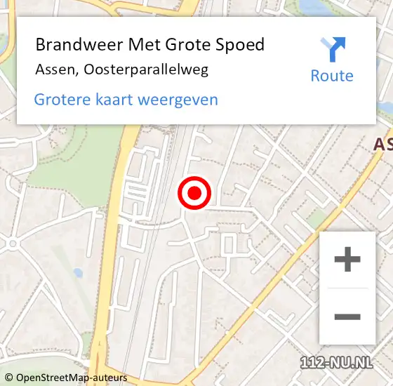 Locatie op kaart van de 112 melding: Brandweer Met Grote Spoed Naar Assen, Oosterparallelweg op 14 november 2014 18:49