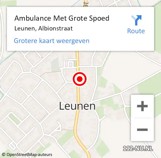 Locatie op kaart van de 112 melding: Ambulance Met Grote Spoed Naar Leunen, Albionstraat op 14 november 2014 18:56