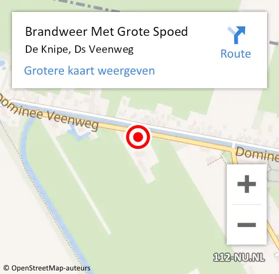 Locatie op kaart van de 112 melding: Brandweer Met Grote Spoed Naar De Knipe, Ds Veenweg op 14 november 2014 19:01