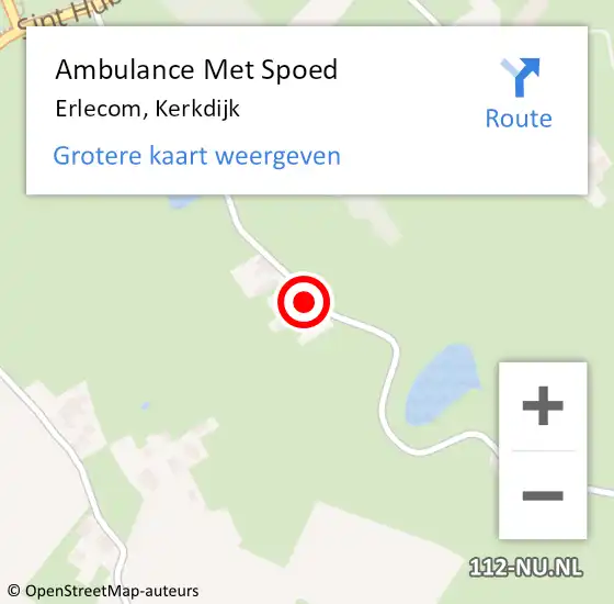 Locatie op kaart van de 112 melding: Ambulance Met Spoed Naar Erlecom, Kerkdijk op 14 november 2014 19:20