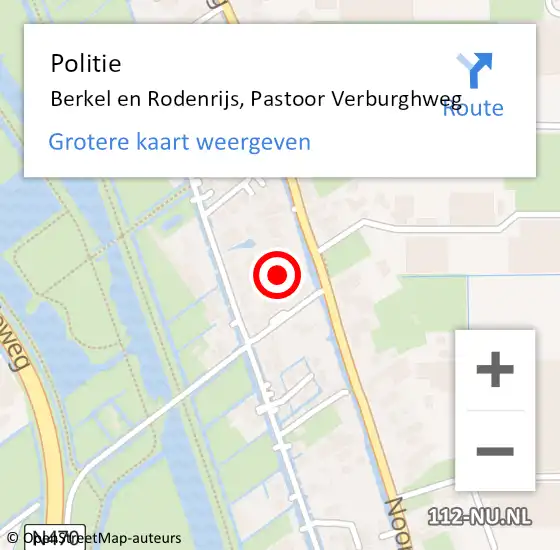 Locatie op kaart van de 112 melding: Politie Berkel en Rodenrijs, Pastoor Verburghweg op 28 april 2025 07:11
