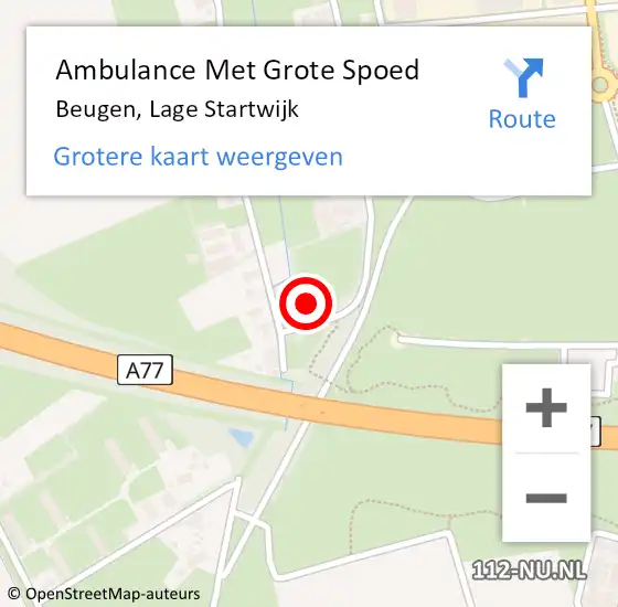 Locatie op kaart van de 112 melding: Ambulance Met Grote Spoed Naar Beugen, Lage Startwijk op 14 november 2014 20:39