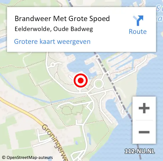 Locatie op kaart van de 112 melding: Brandweer Met Grote Spoed Naar Eelderwolde, Oude Badweg op 28 april 2025 11:16
