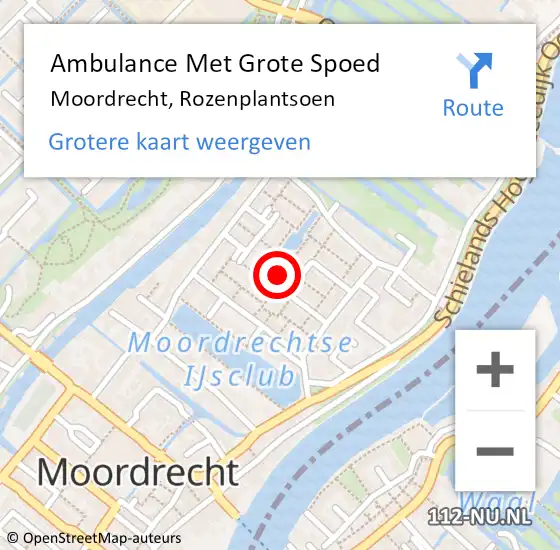 Locatie op kaart van de 112 melding: Ambulance Met Grote Spoed Naar Moordrecht, Rozenplantsoen op 14 november 2014 20:57