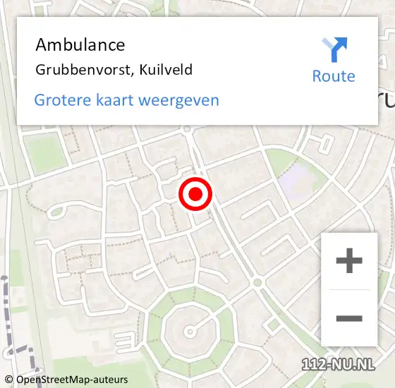 Locatie op kaart van de 112 melding: Ambulance Grubbenvorst, Kuilveld op 14 november 2014 20:58