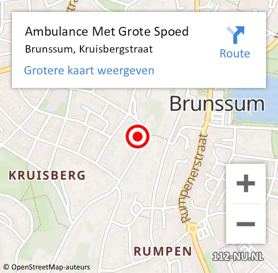 Locatie op kaart van de 112 melding: Ambulance Met Grote Spoed Naar Brunssum, Kruisbergstraat op 14 november 2014 21:31