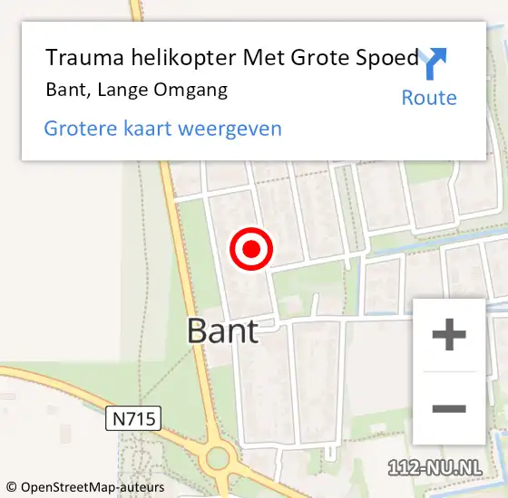 Locatie op kaart van de 112 melding: Trauma helikopter Met Grote Spoed Naar Bant, Lange Omgang op 28 april 2025 20:52