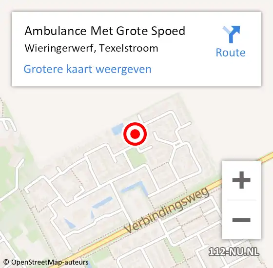 Locatie op kaart van de 112 melding: Ambulance Met Grote Spoed Naar Wieringerwerf, Texelstroom op 28 april 2025 21:37
